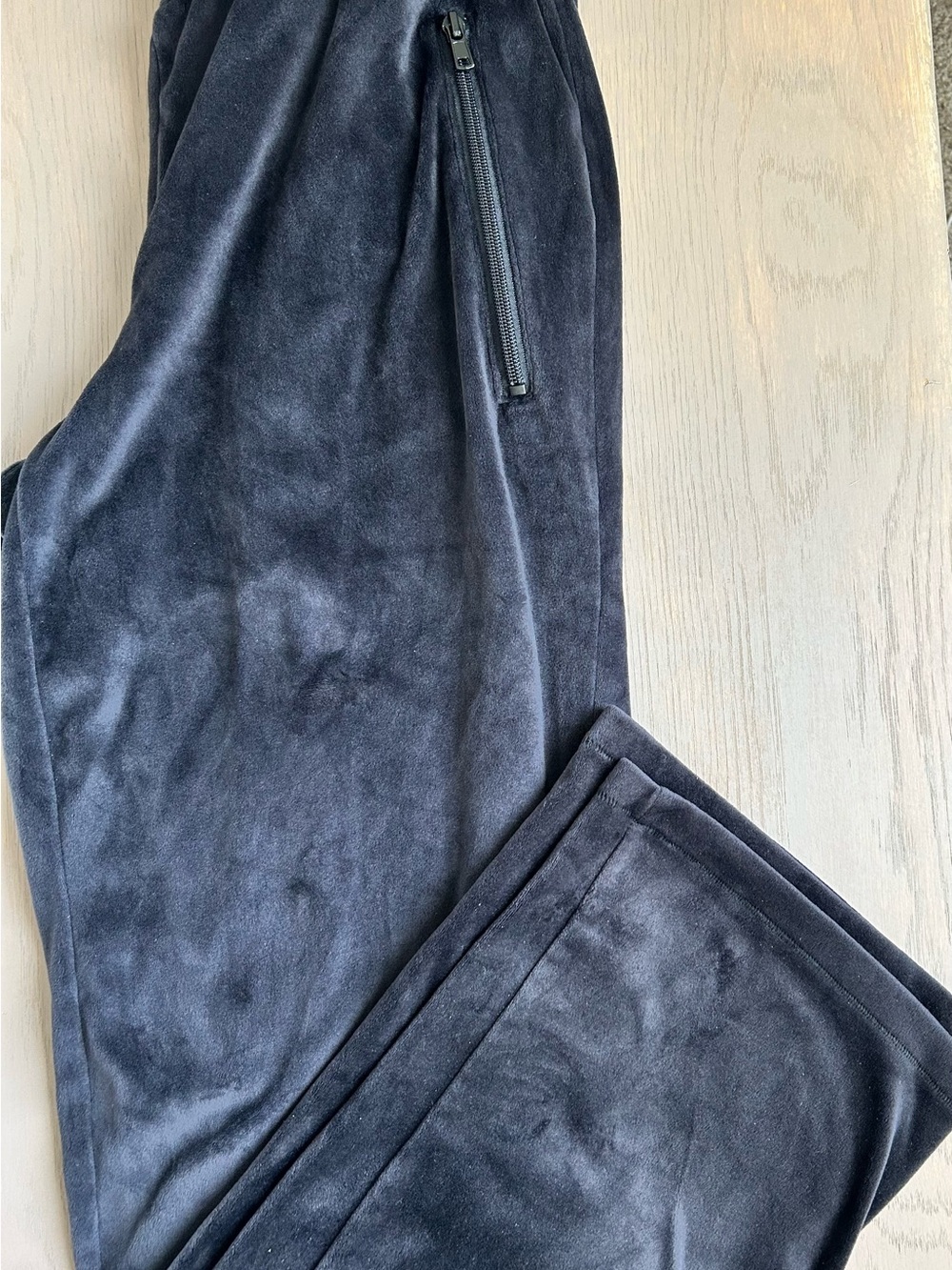 SKIMS black velvet Velour Wide Leg Jogger Pants Sweatpants Pull-on size S